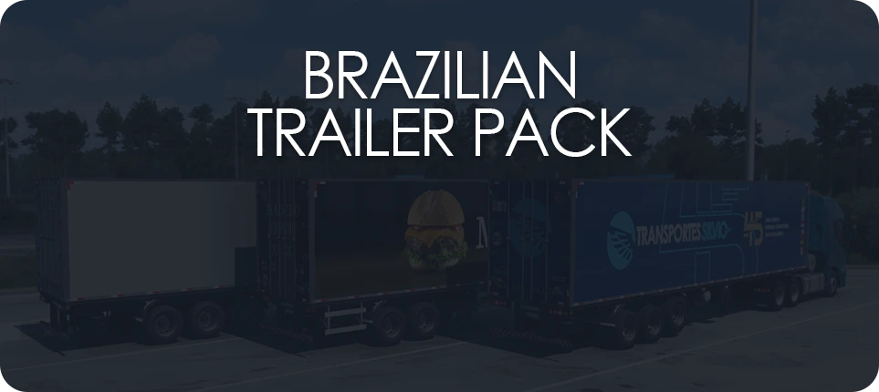 Original promotional artwork for the Brazilian Trailer Pack, showing Brazilian trailer liveries at dusk.